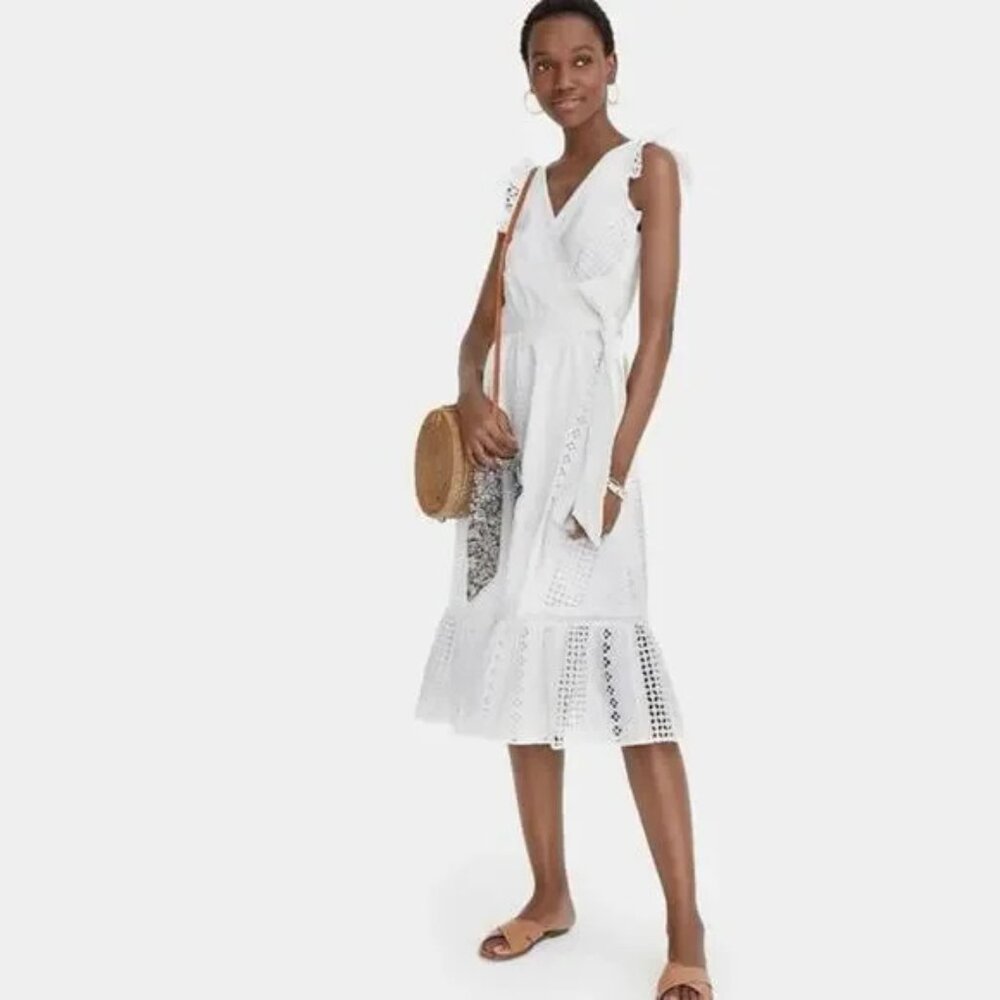 J. Crew NWT White Eyelet Wrap Dress Sz 12